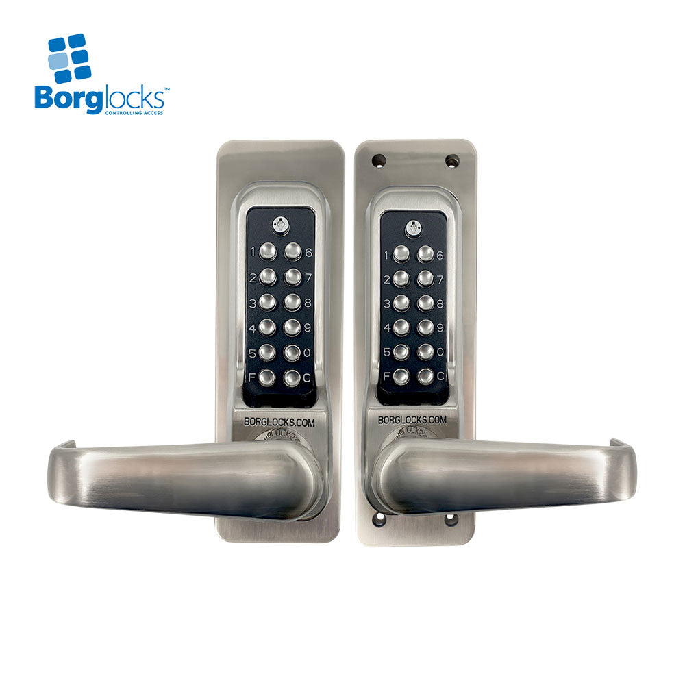 BorgLocks BL7071 ECP Back to Back Heavy Duty Lever Turn Keypad and Tubular Latch - Satin Chrome