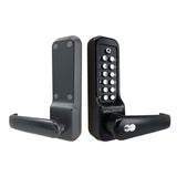 BorgLocks BL7701 MG Pro ECP External Heavy Duty Lever Keypad with Tubular Latch - Key Override and On-Door Code Change - Black Marine Grade Finish