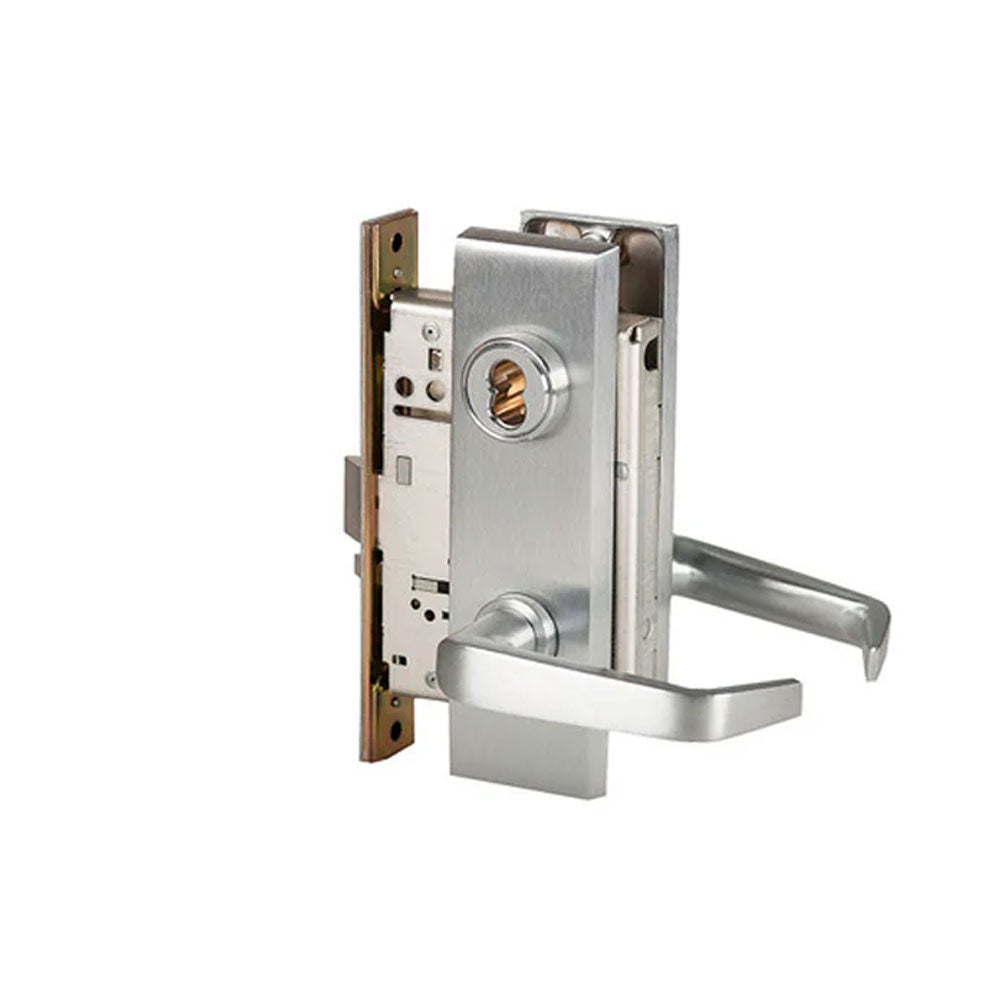 BEST - 45H7D15M - Storeroom Mortise Lock - 15 Lever - SFIC Less Core - Grade 1 - US26D (Satin Chrome-626)