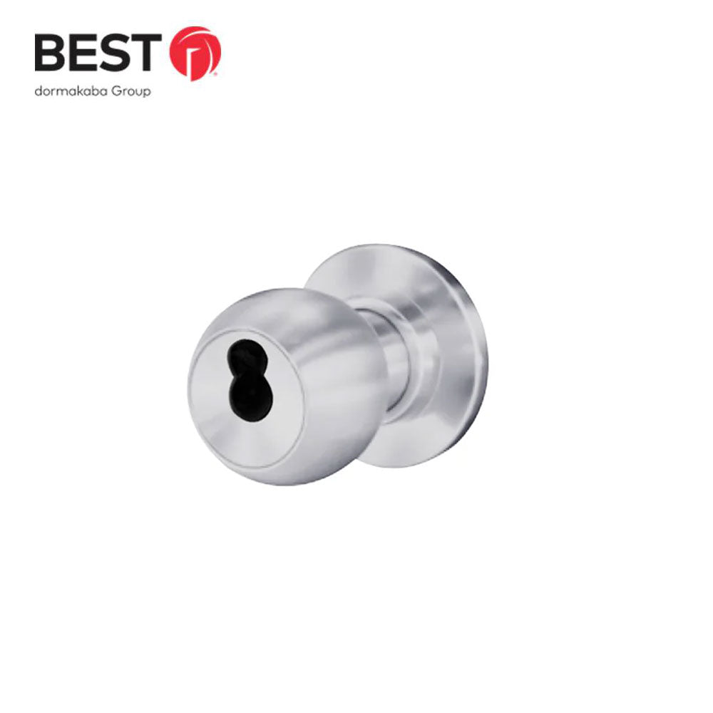 BEST - 8K37AB4CSTK - Entrance Cylindrical Lock - 2-3/4" Backset - SFIC Less Core - Non-handed - Grade 1 - US26D (Satin Chrome-626)