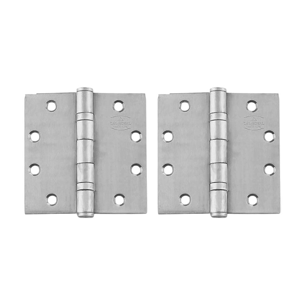 Cal-Royal - BB31 - Full Mortise Standard Weight Ball Bearing Hinges with 4-1/2 Inch x 4-1/2 Inch - Non-Removable Pin - US32D - Satin Stainless Steel (630) (Pack of 2)