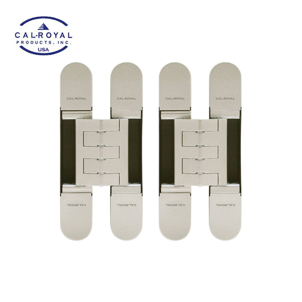 Cal-Royal - CR3D44 - 3D Adjustable Invisible Hinge - US15 - Clear Coated Satin Nickel Plated (619) (Pack of 2)