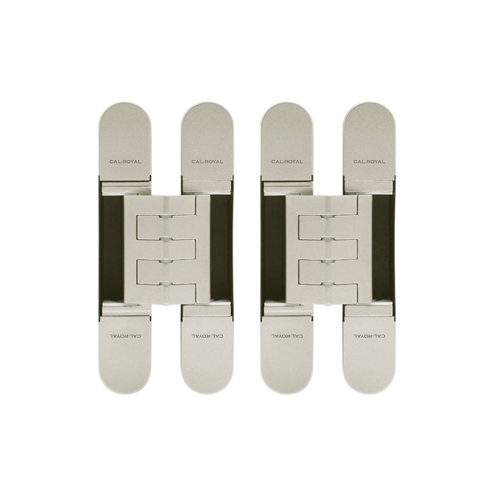 Cal-Royal - CR3D81 - 3D Adjustable Invisible Hinges - US15 - Clear Coated Satin Nickel Plated (619) (Pack of 2)