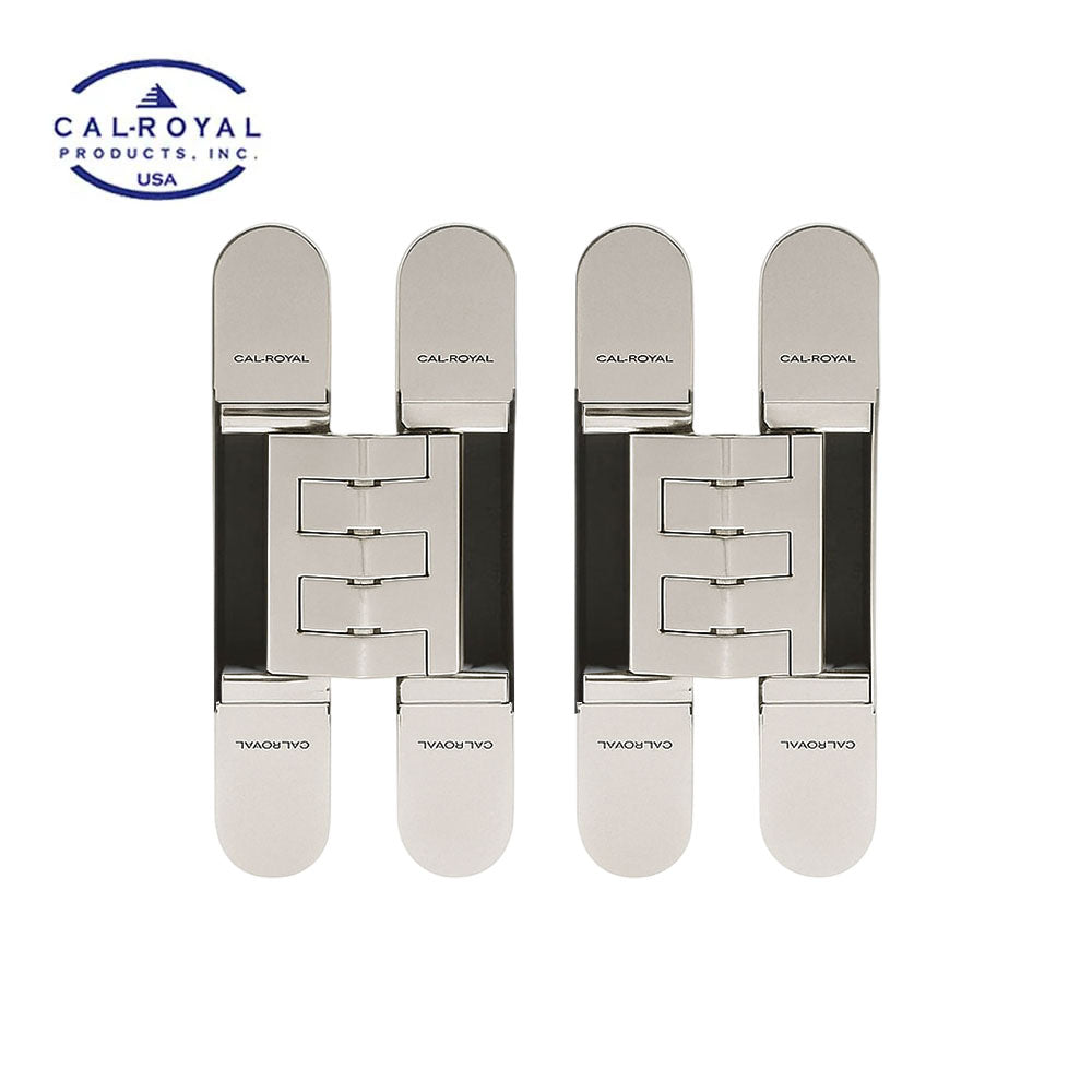 Cal-Royal - CR3D81 - 3D Adjustable Invisible Hinges - US26D - Satin Chromium Plated (626) (Pack of 2)