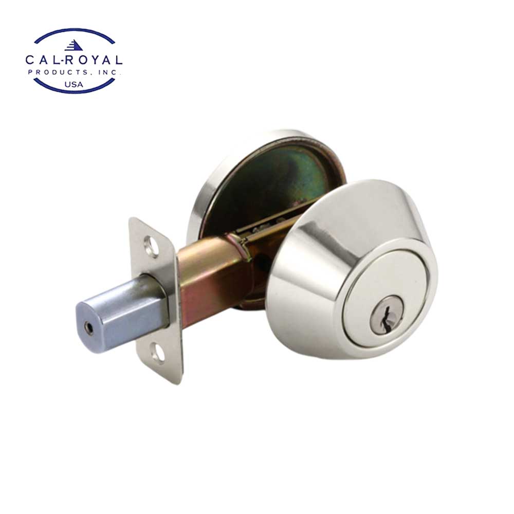 Cal-Royal - DBTEMP-28 - Single Cylinder Temporary Deadbolt - Adjustable Steel 2-3/8" and 2-3/4" Backset - Keyed Alike - US32D - Satin Stainless Steel (630)