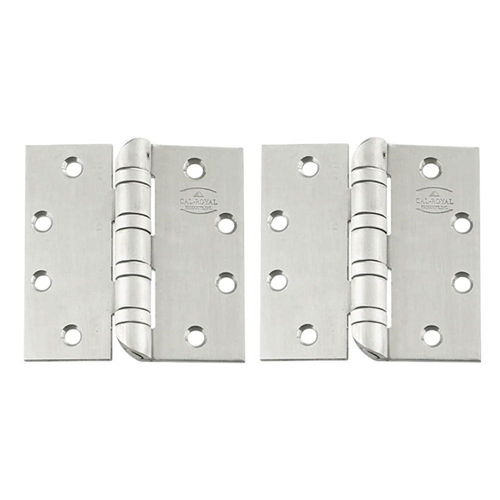 Cal-Royal - HOSBB5200 - Full Mortise Heavy Weight Four Ball Bearing Hinges Hospital Tip with Non-Removable Pin and 4-1/2" x 4-1/2" - US26D - Satin Chromium Plated (626) (Pack of 2)