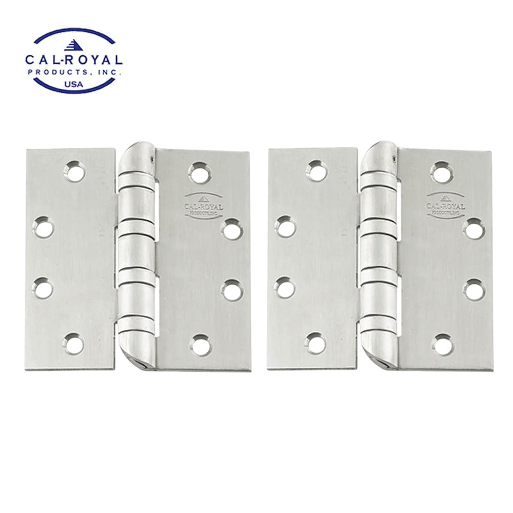 Cal-Royal - HOSBB5200 - Full Mortise Heavy Weight Four Ball Bearing Hinges Hospital Tip with Non-Removable Pin and 4-1/2" x 4-1/2" - US26D - Satin Chromium Plated (626) (Pack of 2)
