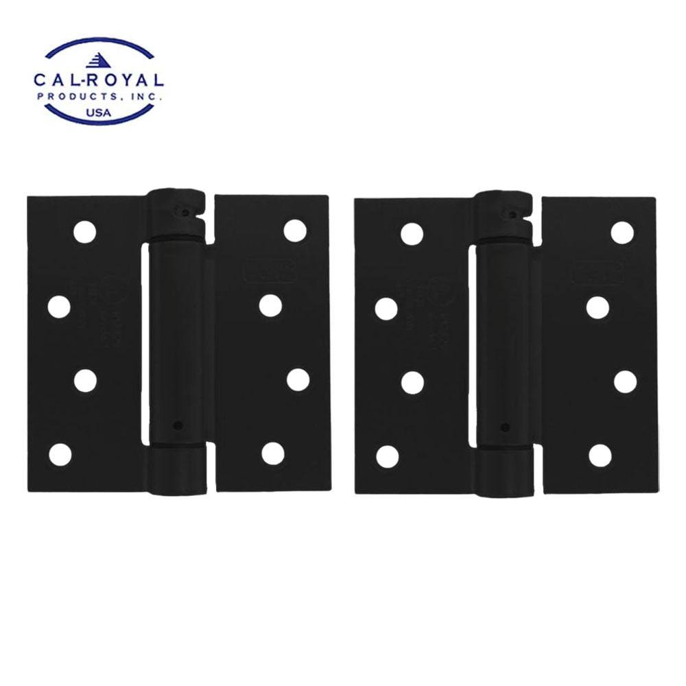 Cal-Royal - NEWSH44SQ - Residential Spring Hinges Square Corner - Size 4" x 4" - US1 - Flat Black Coated (622) (Pack of 2)