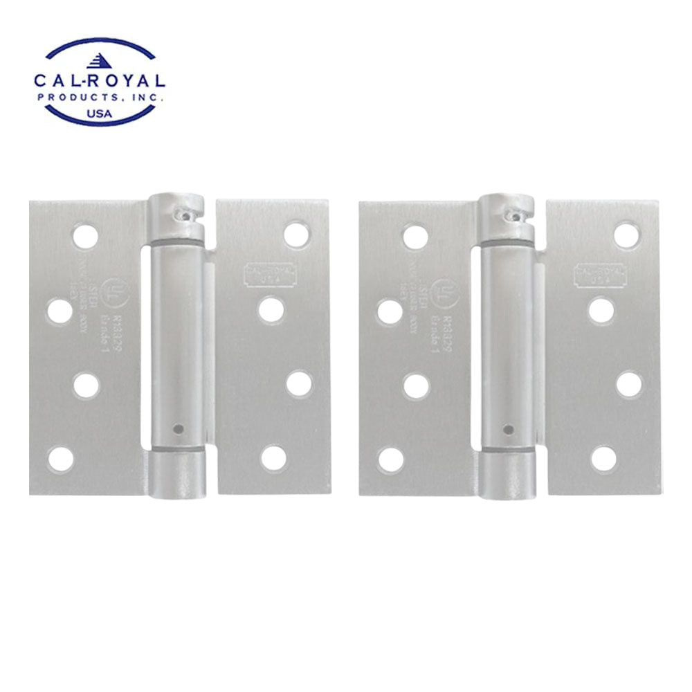 Cal-Royal - NEWSH44SQ - Residential Spring Hinges Square Corner - Size 4" x 4" - US26D - Satin Chromium Plated (626) (Pack of 2)