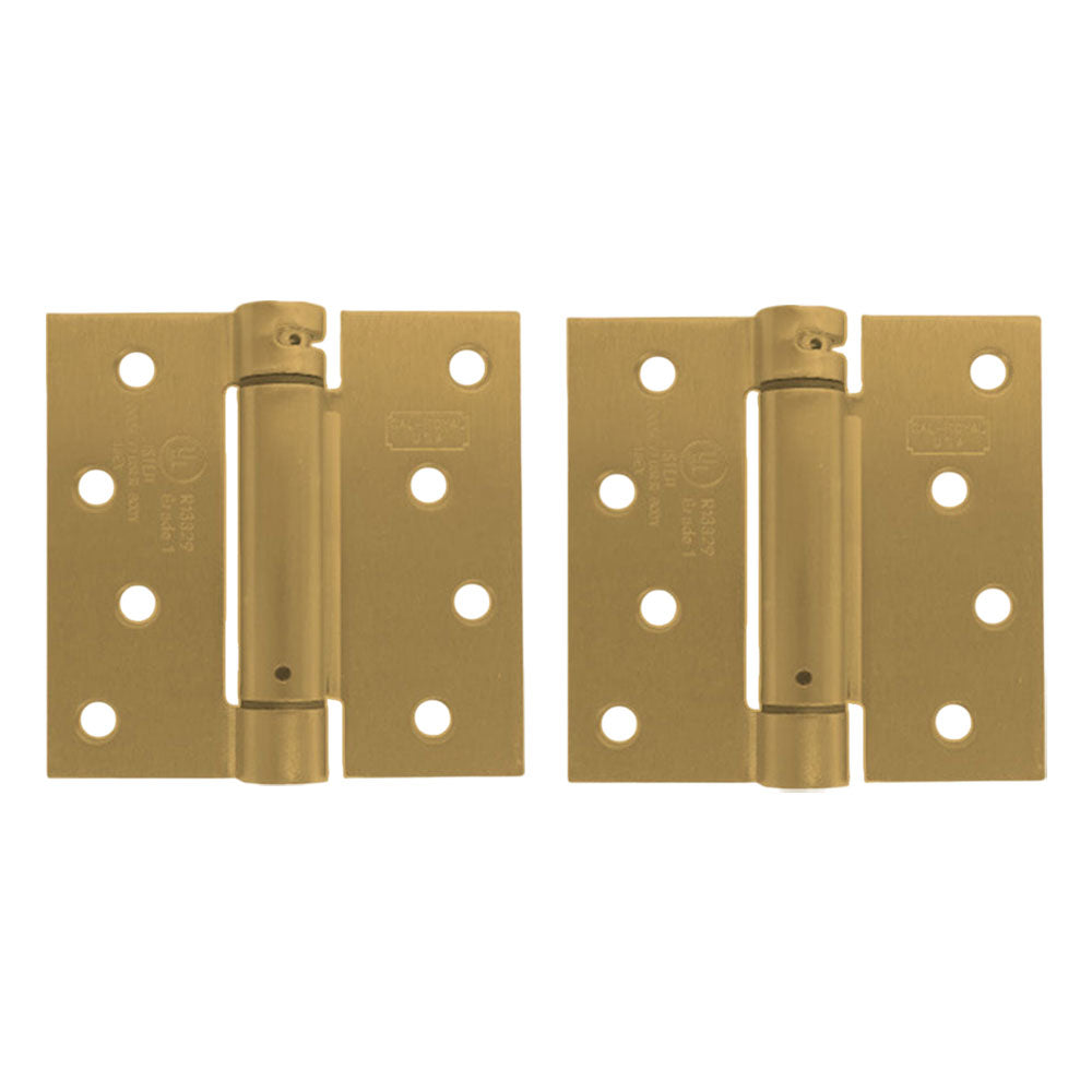 Cal-Royal - NEWSH44SQ - Residential Spring Hinges Square Corner - Size 4" x 4" - US4 - Clear Coated Satin Brass (606) (Pack of 2)