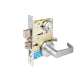 Cal-Royal - SC8453 - Entrance Mortise Lockset with SS Lever and 2 3/4" Backset - Grade 1 - US26D - Satin Chromium Plated (626)