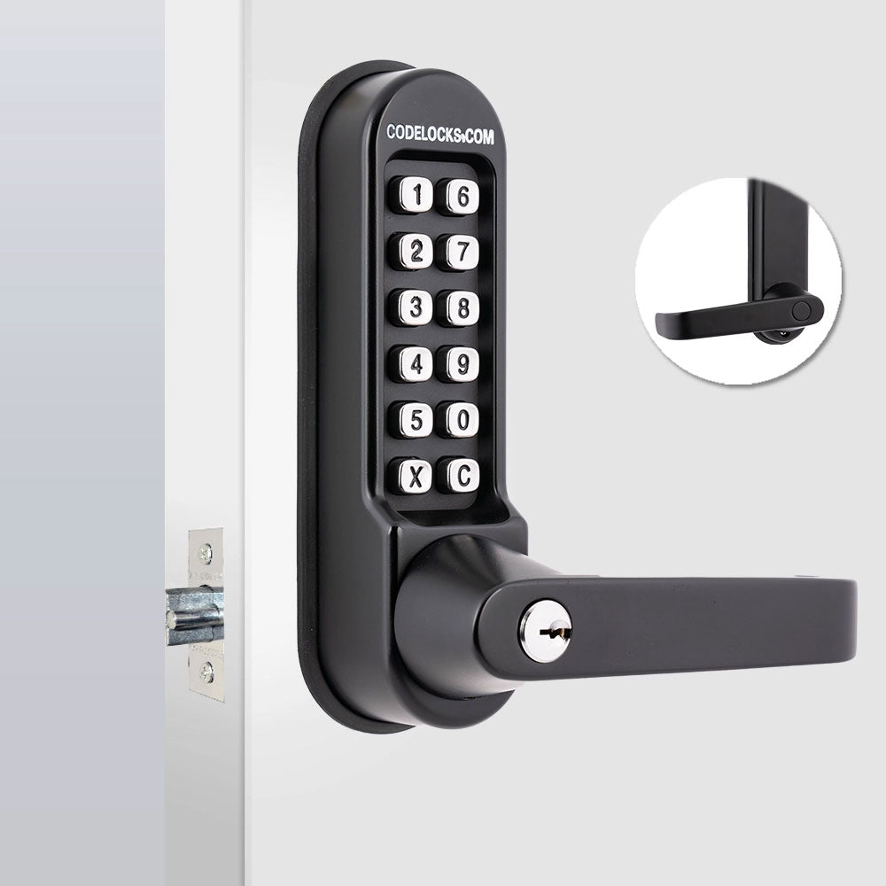 Codelocks CL515 Heavy Duty Mechanical Tubular Latch Lock with Key Override and Code Free Option