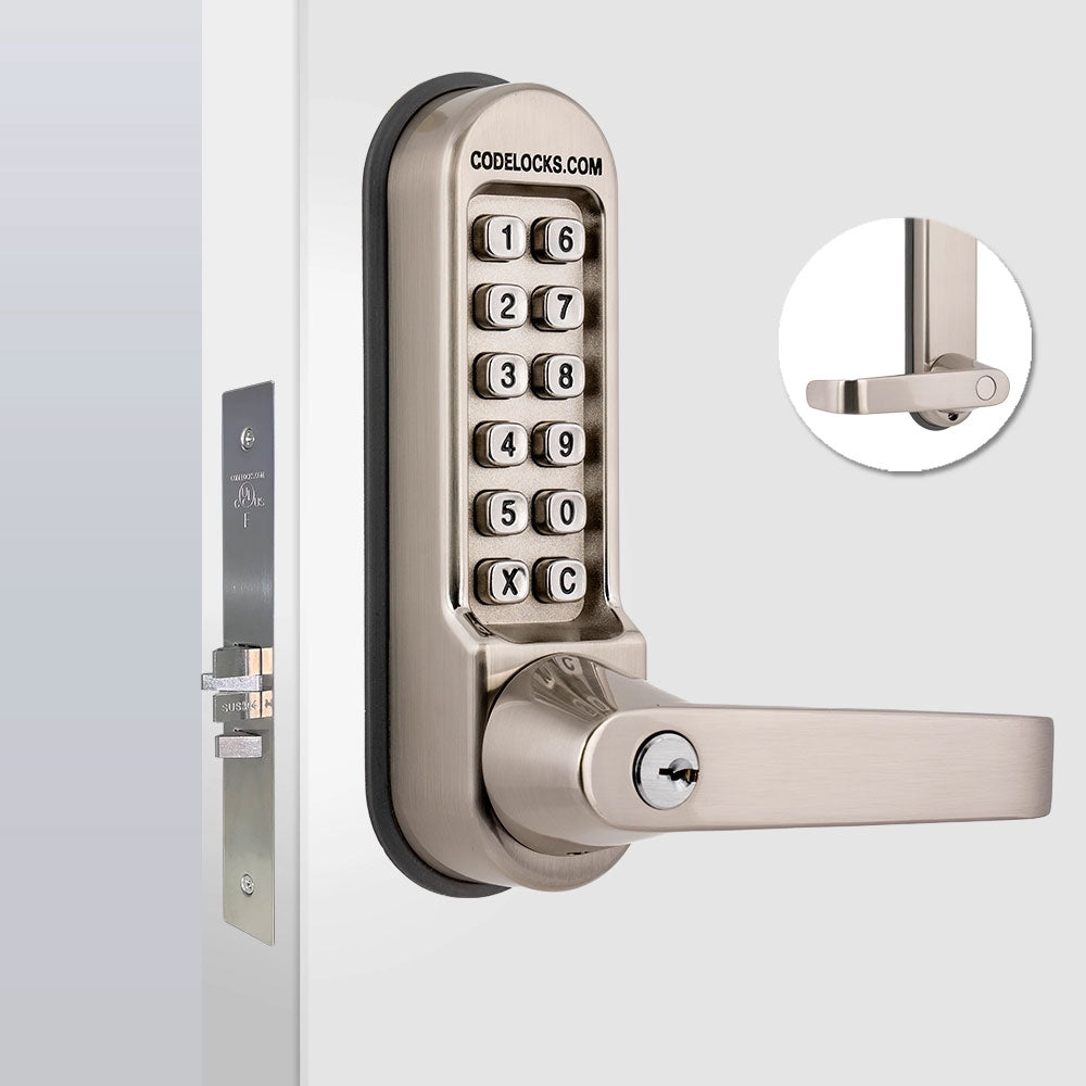 Codelocks CL555 Heavy Duty Mortise Lock with Key Override and Code Free, Stainless Steel