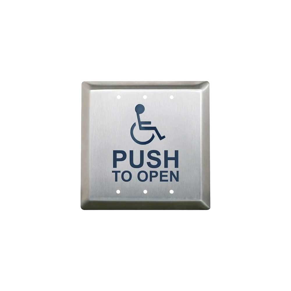 Camden CM-45/4 Square Push Plate Switch 4-1/2" with Push to Open Sign