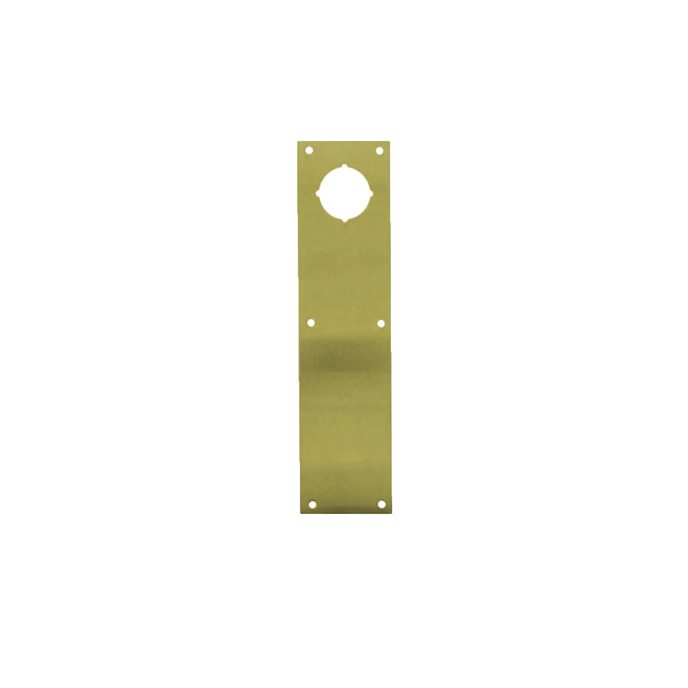 Don-Jo - CFK-70-605 - Push Plate 3-1/2 Width and 15 Length with 2-1/8 Cylindrical Lock Hole at 2-1/2 on Center From Top - 605 (Bright Brass Finish)