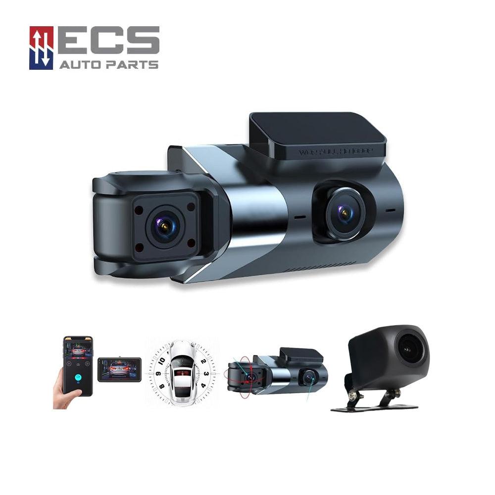 ECS AUTO PARTS - AK12 - Car Dash Cam - Dual Lens - Wifi Video Recorder