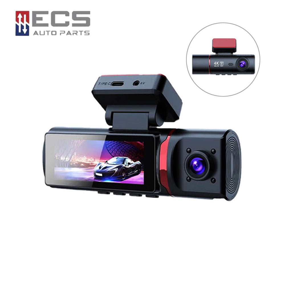 ECS AUTO PARTS - E3 - Car Dash Cam - 4K Ultra HD Lens - 3.5" Screen - GPS - Wifi Video Recorder