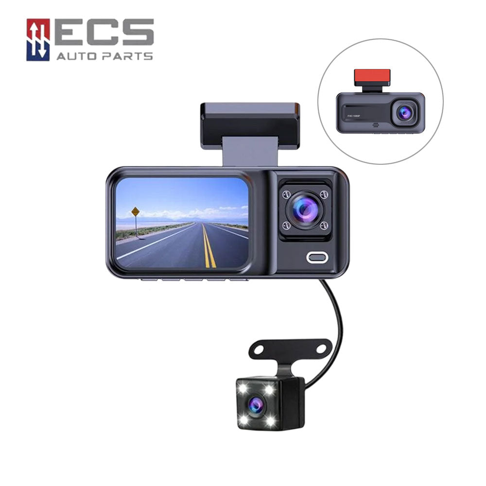 ECS AUTO PARTS - Y98 - Car Dash Cam - 3 Lens - 2" Screen - Wifi Video Recorder