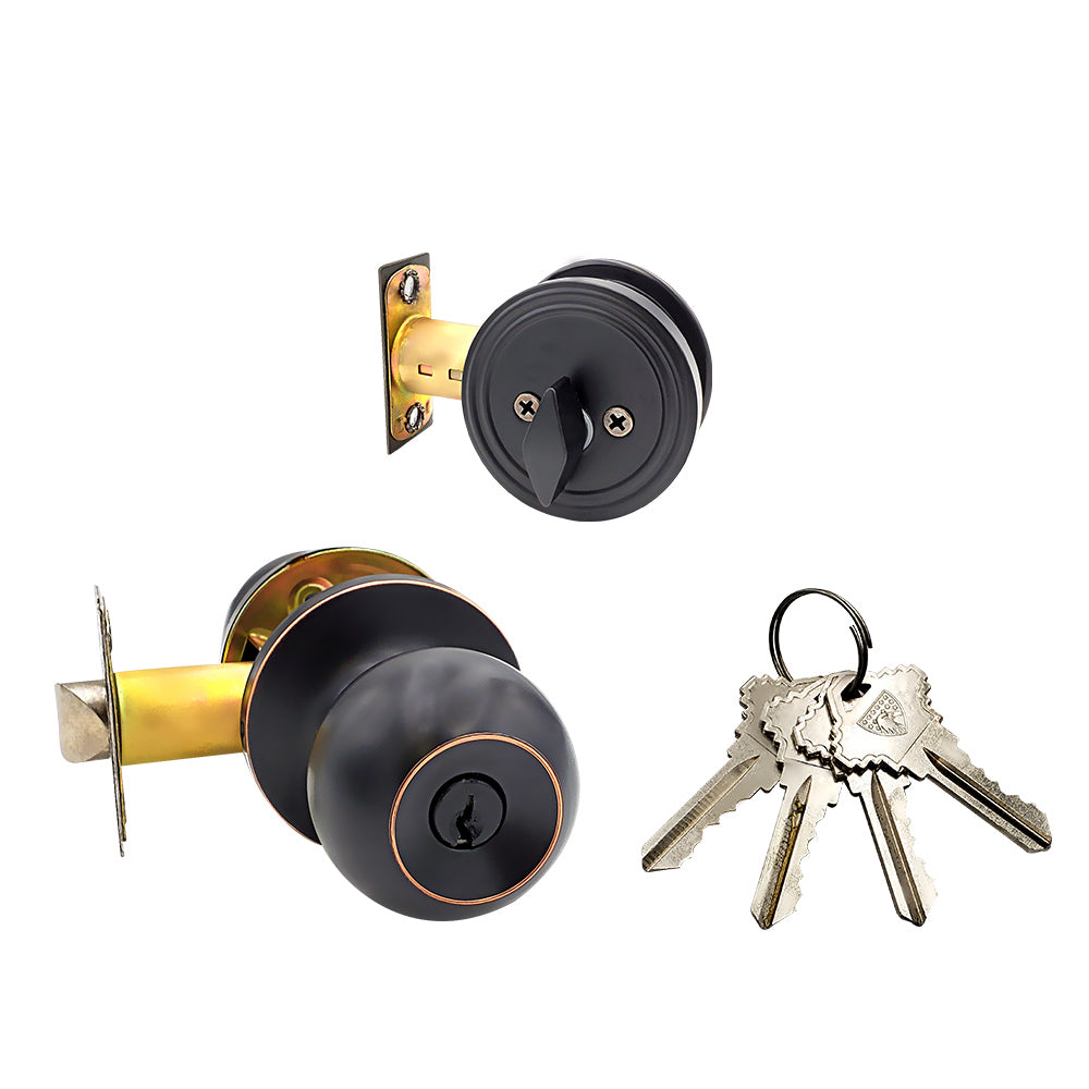 ECS HARDWARE - Durable Combo Lockset w/ Single Knob & Deadbolt - Entra