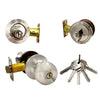 ECS HARDWARE - Durable Combo Lockset w/ Single Knob & Deadbolt - Entrance - Satin Nickle - Grade 3 (KW1)