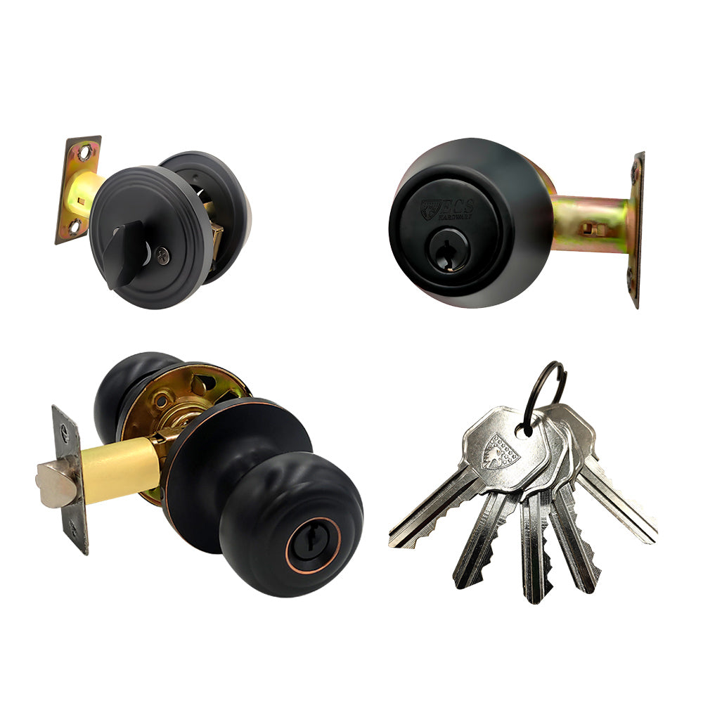 ECS HARDWARE - Durable Combo Lockset w/ Single Knob & Deadbolt - Entra ...
