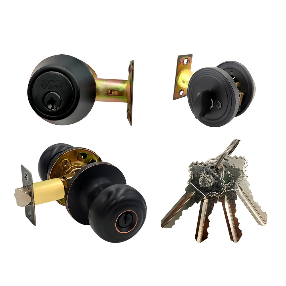 ECS HARDWARE - Durable Combo Lockset w/ Single Knob & Deadbolt - Entra ...