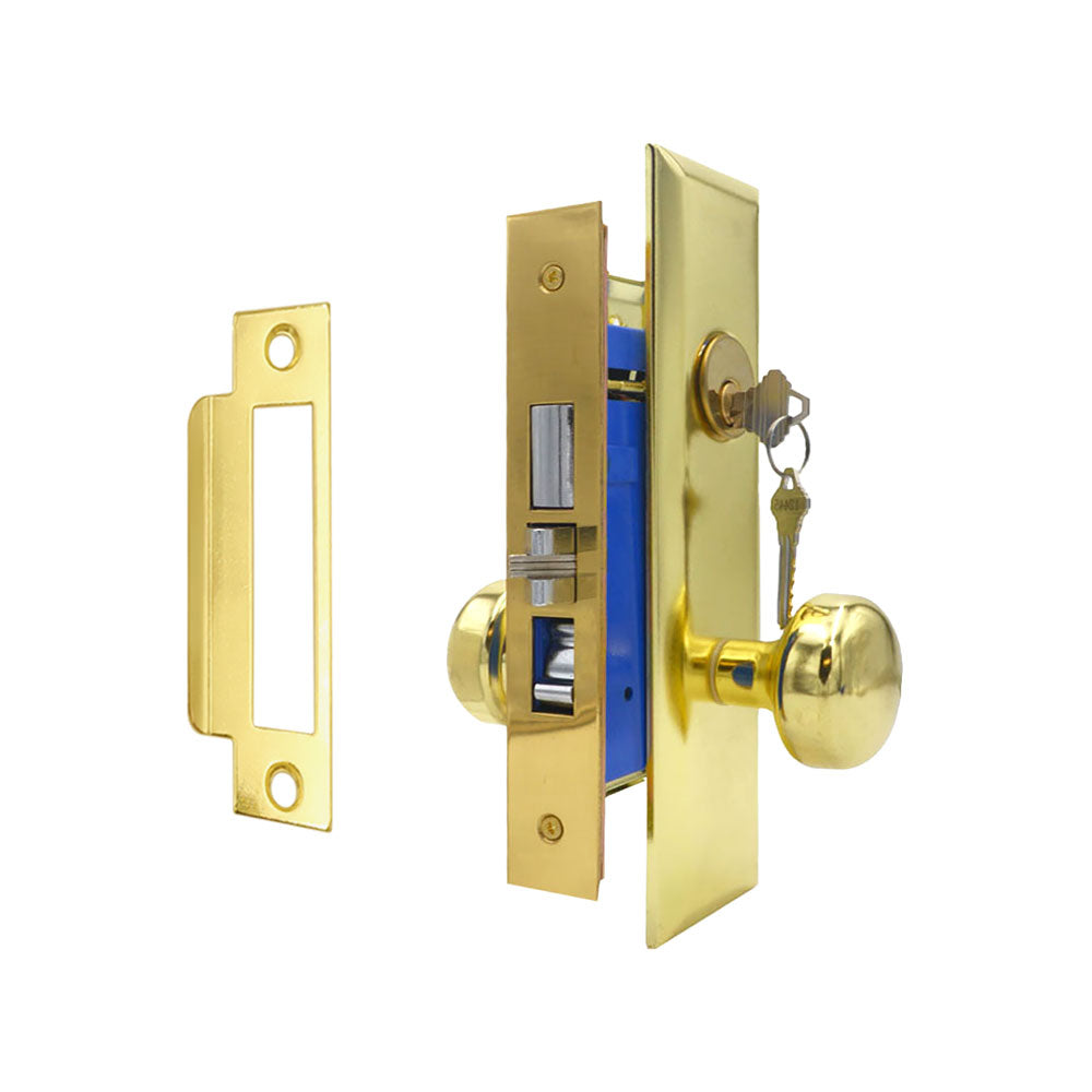 ECS HARDWARE - Durable Heavy Duty Mortise Knob Lock US3 Polished Brass ...