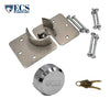 ECS HARDWARE - Stainless Steel Hidden-Shackle Keyed Alike#2 Puck-Style Lock and Nickel Plated Round Hockey Puck Lock 8 1/4" Hasp