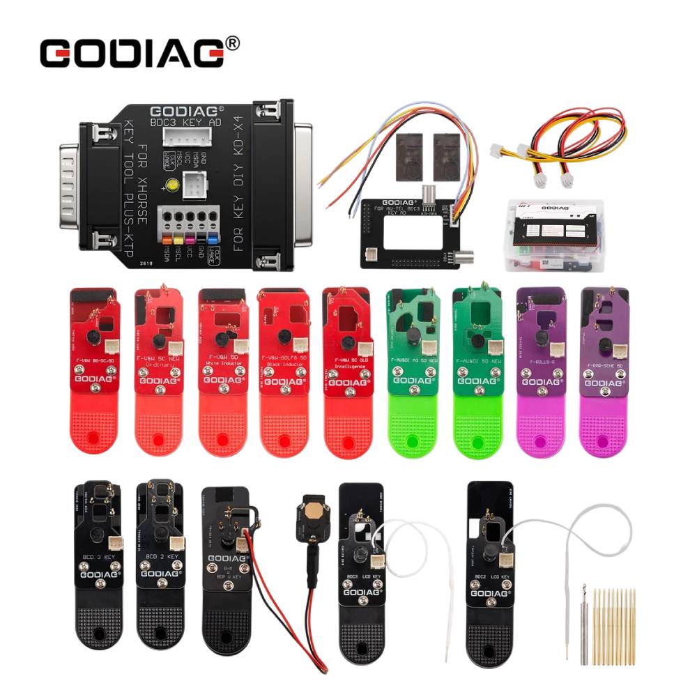 GODIAG BCP U KEY BDC2 BDC3 14-in-1 Adapter Kit for 5C/5D Encrypted Key Programming and Matching - Supports KEY TOOL PLUS/IM608/KD-MAX/KYDZ Tablets