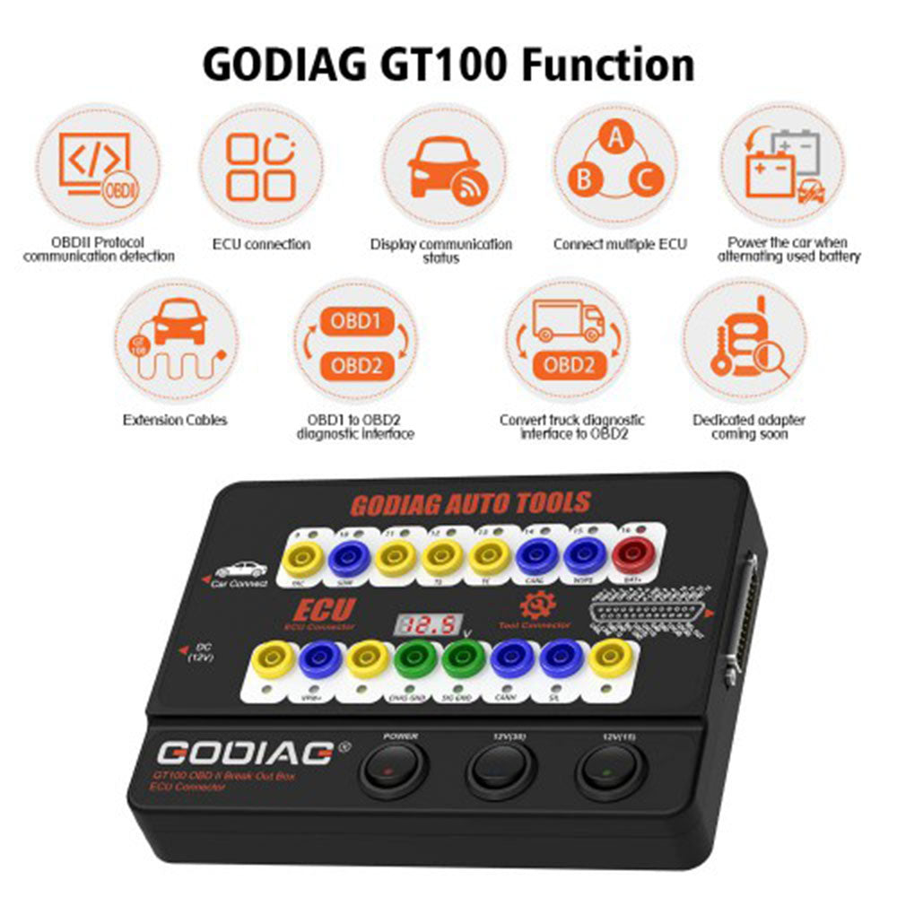 GODIAG GT100 OBDII 16 PIN Protocol Detector Breakout ECU Connector OBDII BreakOut Box Detect Car Communication