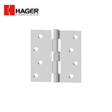 HAGER - 1741 - Full Mortise Plain Bearing - Residential Hinge - 3.5 Inch by 3.5 Inch - Steel Base Material - 5 Knuckle - 5/8 Round Corners