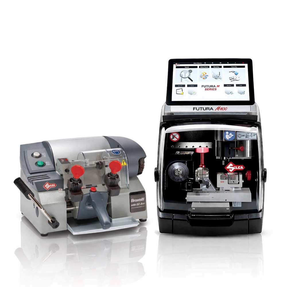 ILCO Futura M400 New Gen Electronic Key Cutting Machine Bundle with Bravo III with EZ-Jaw Semi-Automatic Key Duplicator