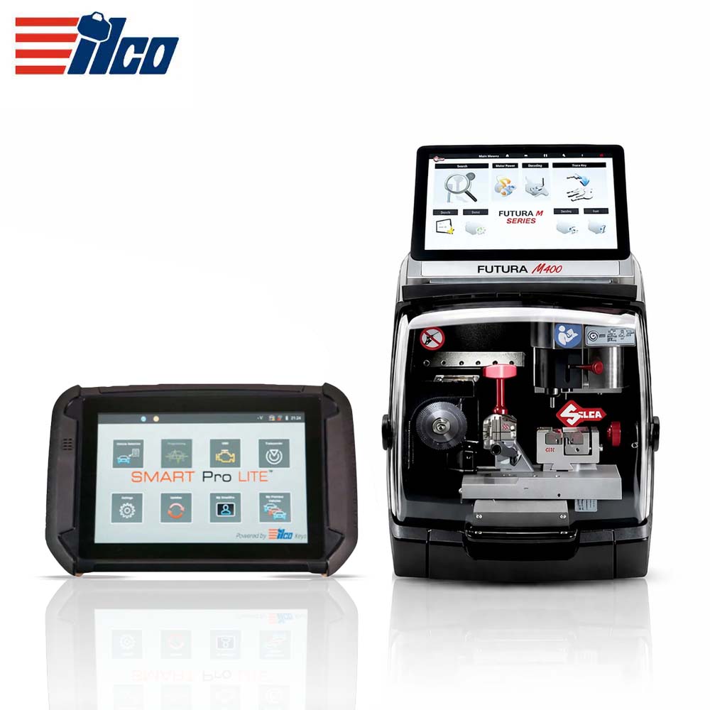 ILCO Futura M400 New Gen Electronic Key Cutting Machine Bundle with Advanced Diagnostics AD2005 Smart Pro Lite Programming Device