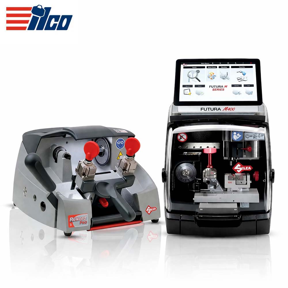 ILCO Futura M400 New Gen Electronic Key Cutting Machine Bundle with Rekord Pro S Key Cutting Machine for Flat and Cruciform Keys