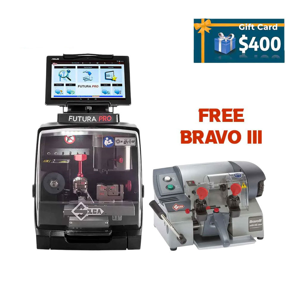 ILCO Futura Pro Electronic Key Cutting Machine and Bravo III with EZ-Jaw Semi-Automatic Key Duplicator with $400 Gift Card