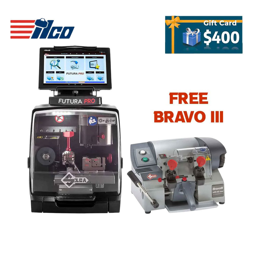 ILCO Futura Pro Electronic Key Cutting Machine and Bravo III with EZ-Jaw Semi-Automatic Key Duplicator with $400 Gift Card