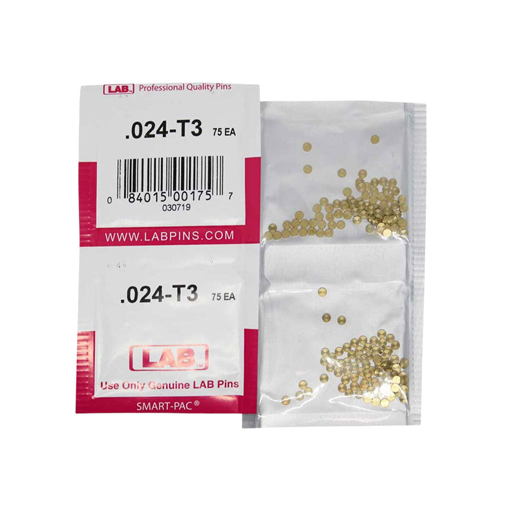 LAB - 024T - .024 Top Pin - .115 Diameter - Crown .003 Universal - Color-Coded - Brass Alloy - Smart Pack 150 Pins
