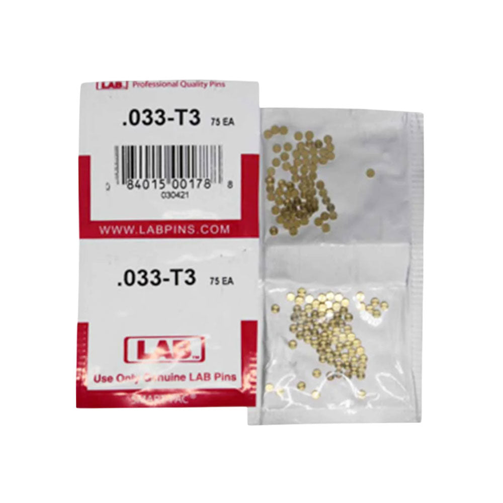 LAB - 033T - .033 Top Pin - .115 Diameter - Crown .003 Universal - Color-Coded - Brass Alloy - Smart Pack 150 Pins