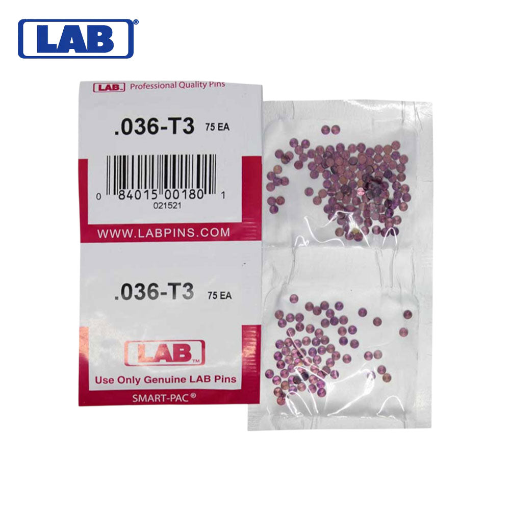 LAB - 036T - .036 Top Pin - .115 Diameter - Crown .003 Universal - Color-Coded - Brass Alloy - Smart Pack 150 Pins
