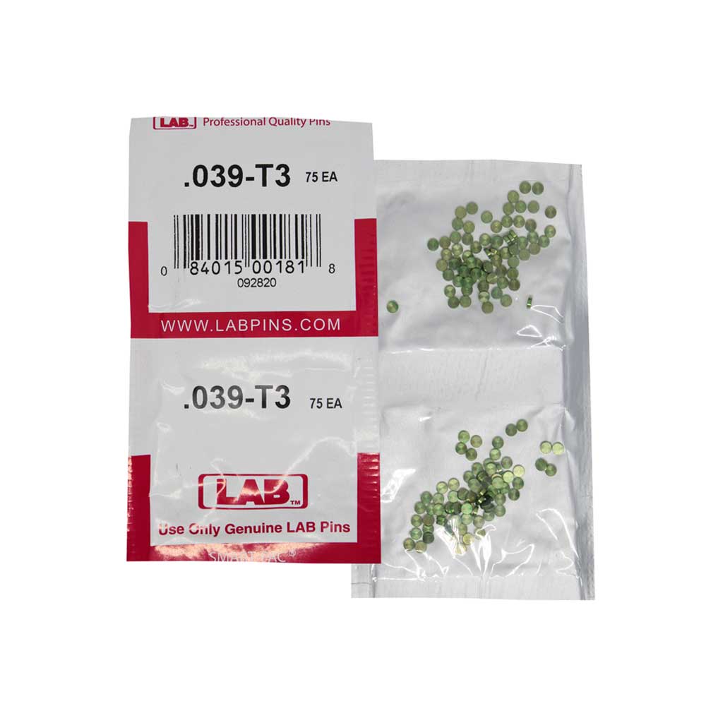 LAB - 039T - .039 Top Pin - .115 Diameter - Crown .003 Universal - Color-Coded - Brass Alloy - Smart Pack 150 Pins