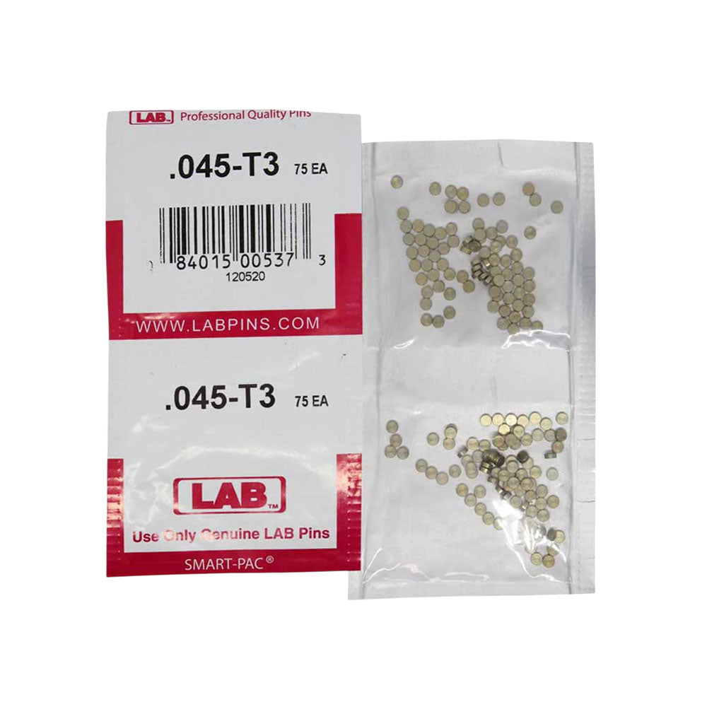 LAB - 045T - .045 Top Pin - .115 Diameter - Crown .003 Universal - Color-Coded - Brass Alloy - Smart Pack 150 Pins