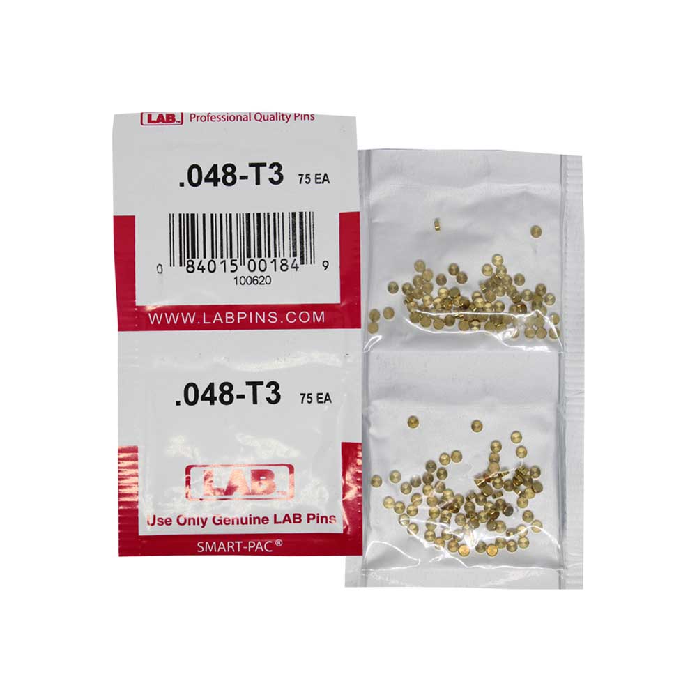LAB - 048T - .048 Top Pin - .115 Diameter - Crown .003 Universal - Color-Coded - Brass Alloy - Smart Pack 150 Pins