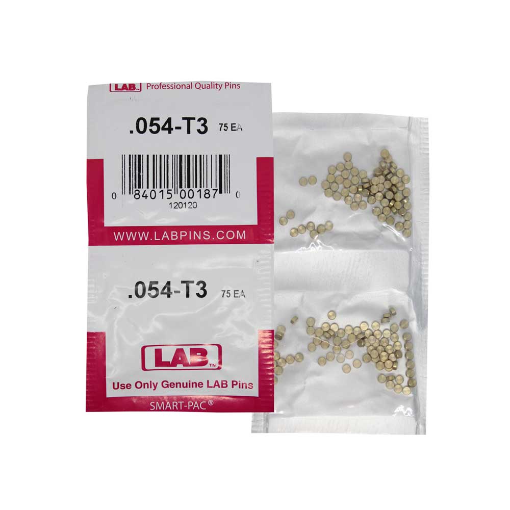 LAB - 054T - .054 Top Pin - .115 Diameter - Crown .003 Universal - Color-Coded - Brass Alloy - Smart Pack 150 Pins