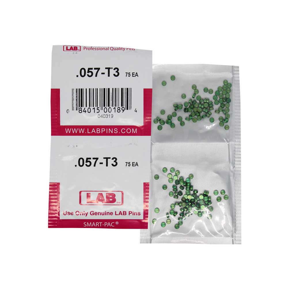 LAB - 057T - .057 Top Pin - .115 Diameter - Crown .003 Universal - Color-Coded - Brass Alloy - Smart Pack 150 Pins