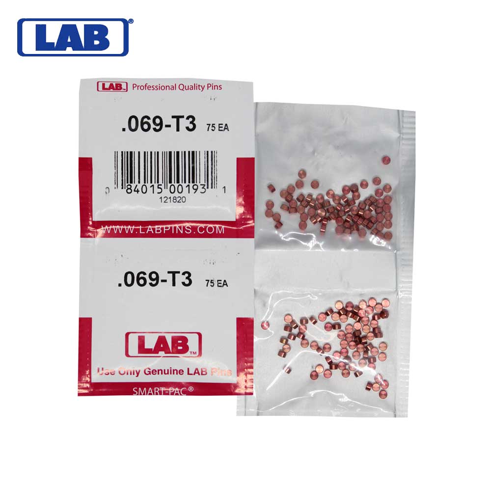 LAB - 069T - .069 Top Pin - .115 Diameter - Crown .003 Universal - Color-Coded - Brass Alloy - Smart Pack 150 Pins
