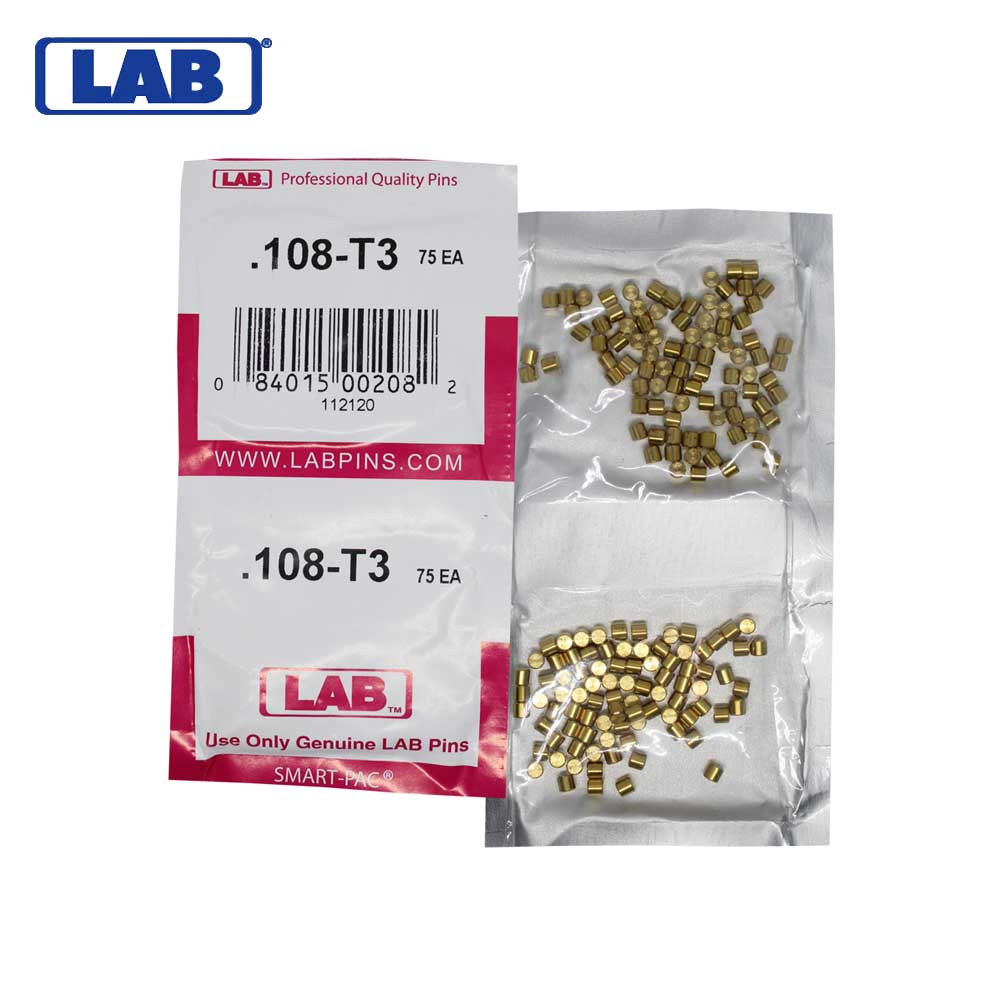 LAB - 108T - .108 Top Pin - .115 Diameter - Crown .003 Universal - Color-Coded - Brass Alloy - Smart Pack 150 Pins