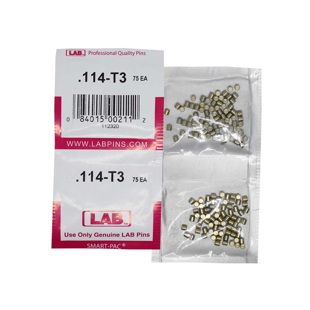 LAB - 114T - .114 Top Pin - .115 Diameter - Crown .003 Universal - Color-Coded - Brass Alloy - Smart Pack 150 Pins