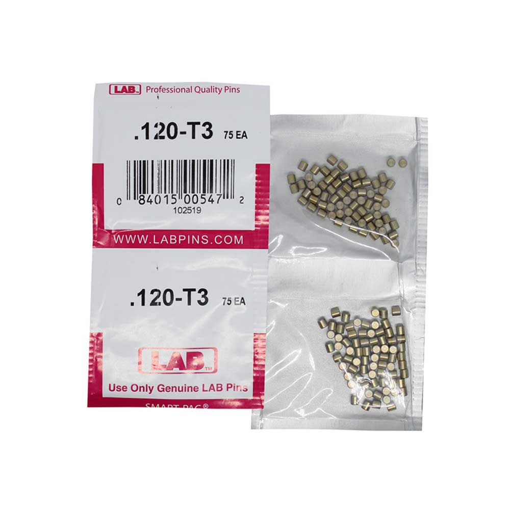 LAB - 120T - .120 Top Pin - .115 Diameter - Crown .003 Universal - Color-Coded - Brass Alloy - Smart Pack 150 Pins