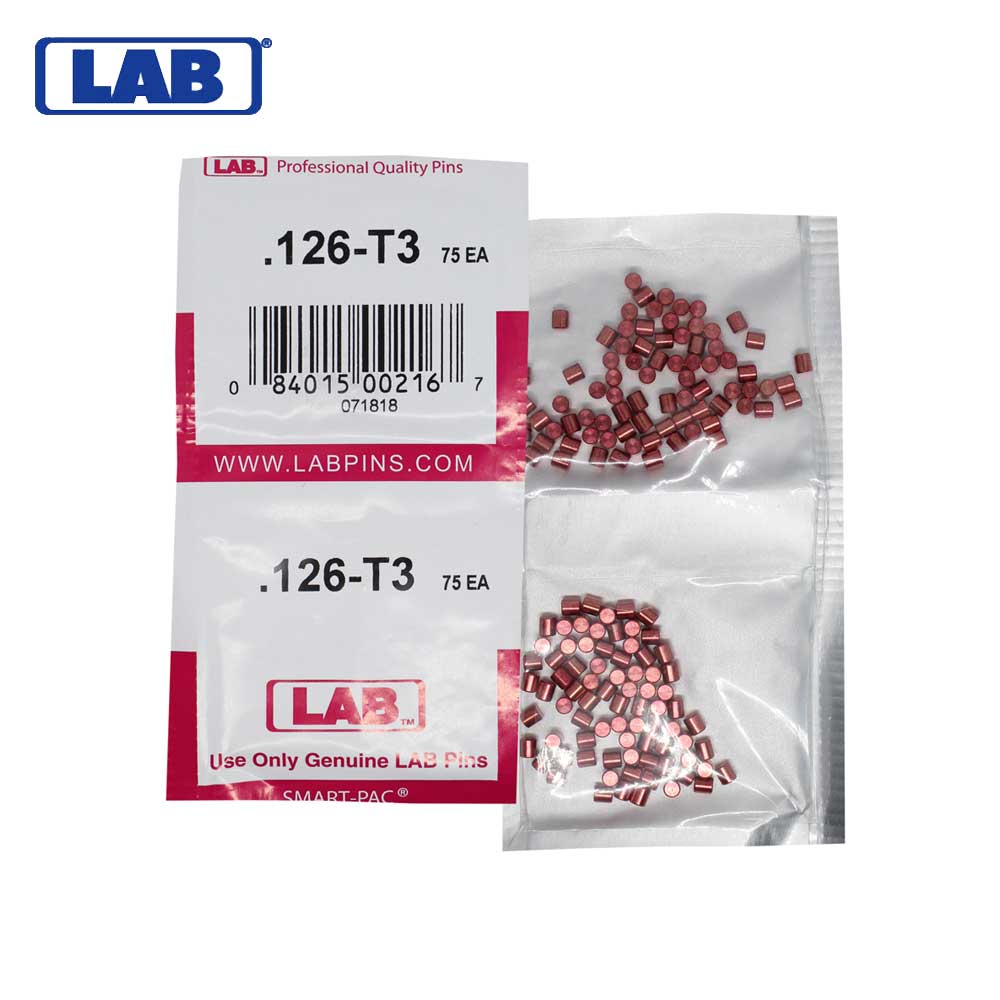 LAB - 126T - .126 Top Pin - .115 Diameter - Crown .003 Universal - Color-Coded - Brass Alloy - Smart Pack 150 Pins