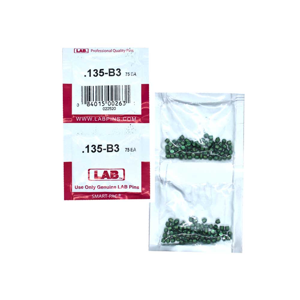 LAB - 135B - .135 Bottom Pin - .115 Diameter - Crown .003 Universal - Color-Coded - Brass Alloy - Smart Pack 150 Pins